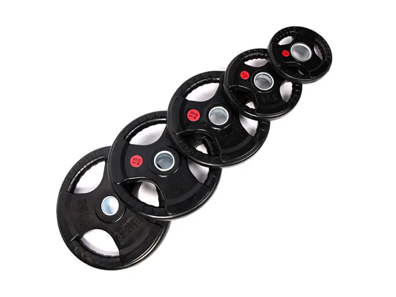Rubber coated bumper plate three- hole barbell weight plate NO. IH5106