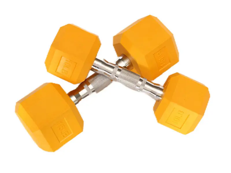 Colored Rubber Encased Hex Dumbbell