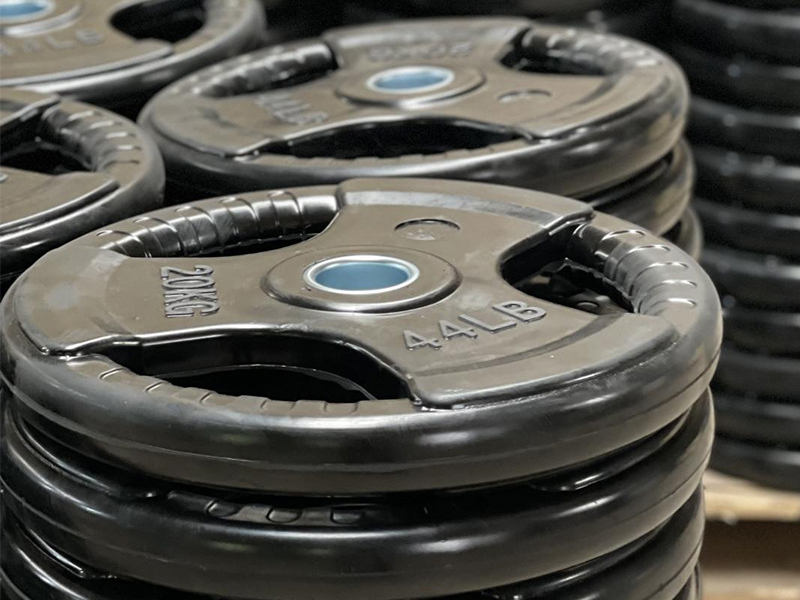 Rubber coated bumper plate three- hole barbell weight plate NO. IH5106
