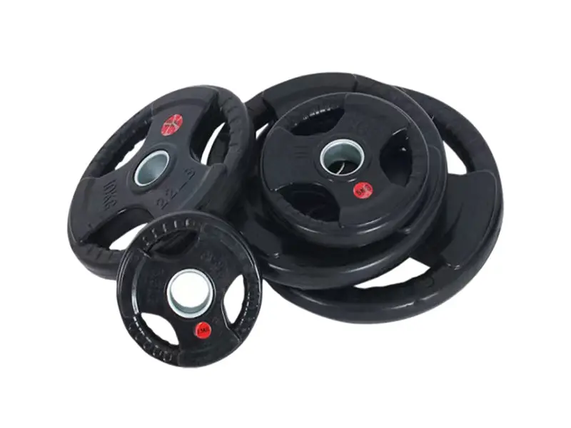 Rubber coated bumper plate three- hole barbell weight plate NO. IH5106
