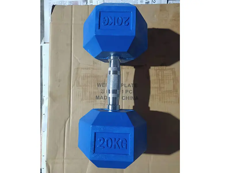 Colored Rubber Encased Hex Dumbbell
